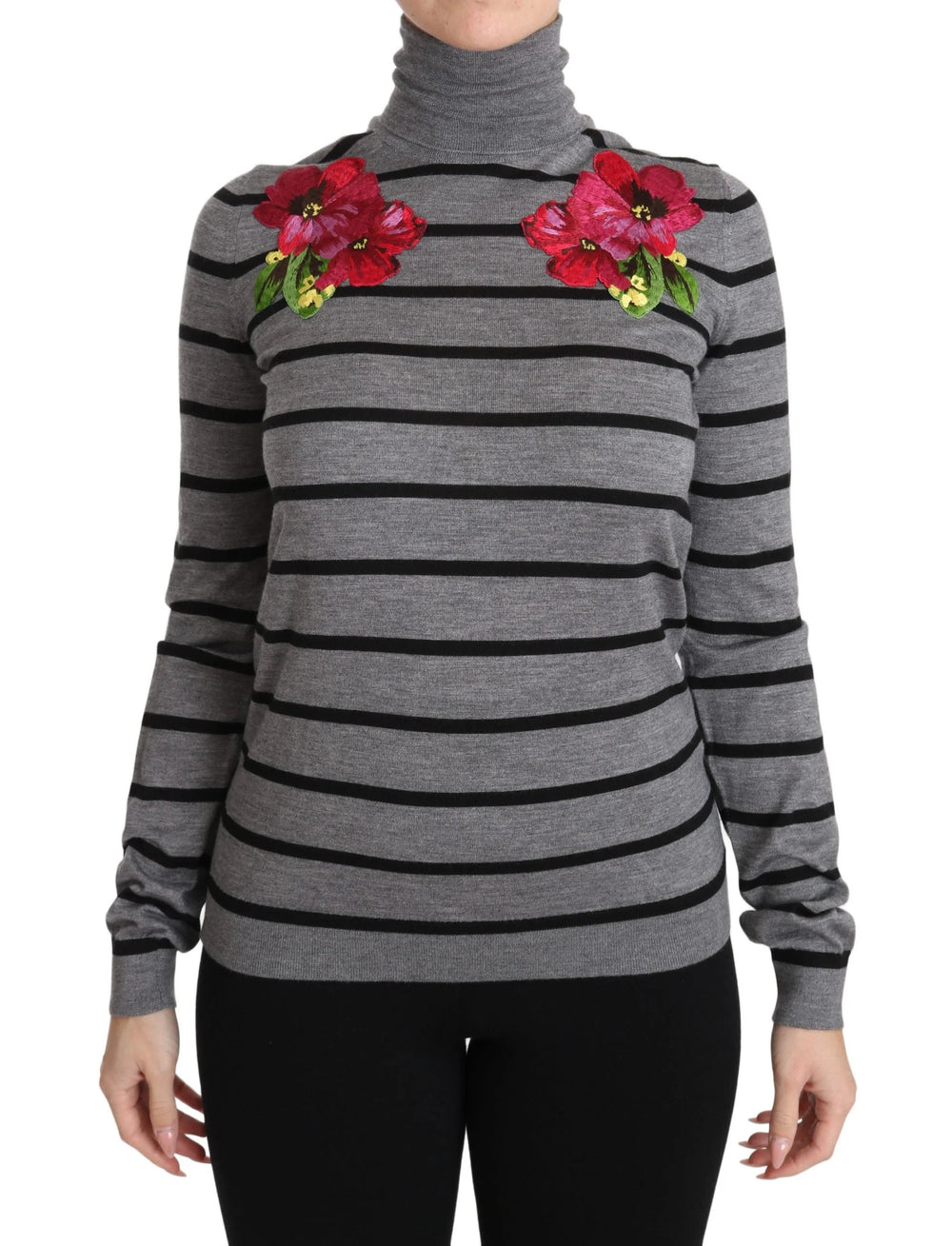 Dolce & Gabbana Gray Cashmere Silk Turtleneck Sweater - IT38|XS - Sweaters