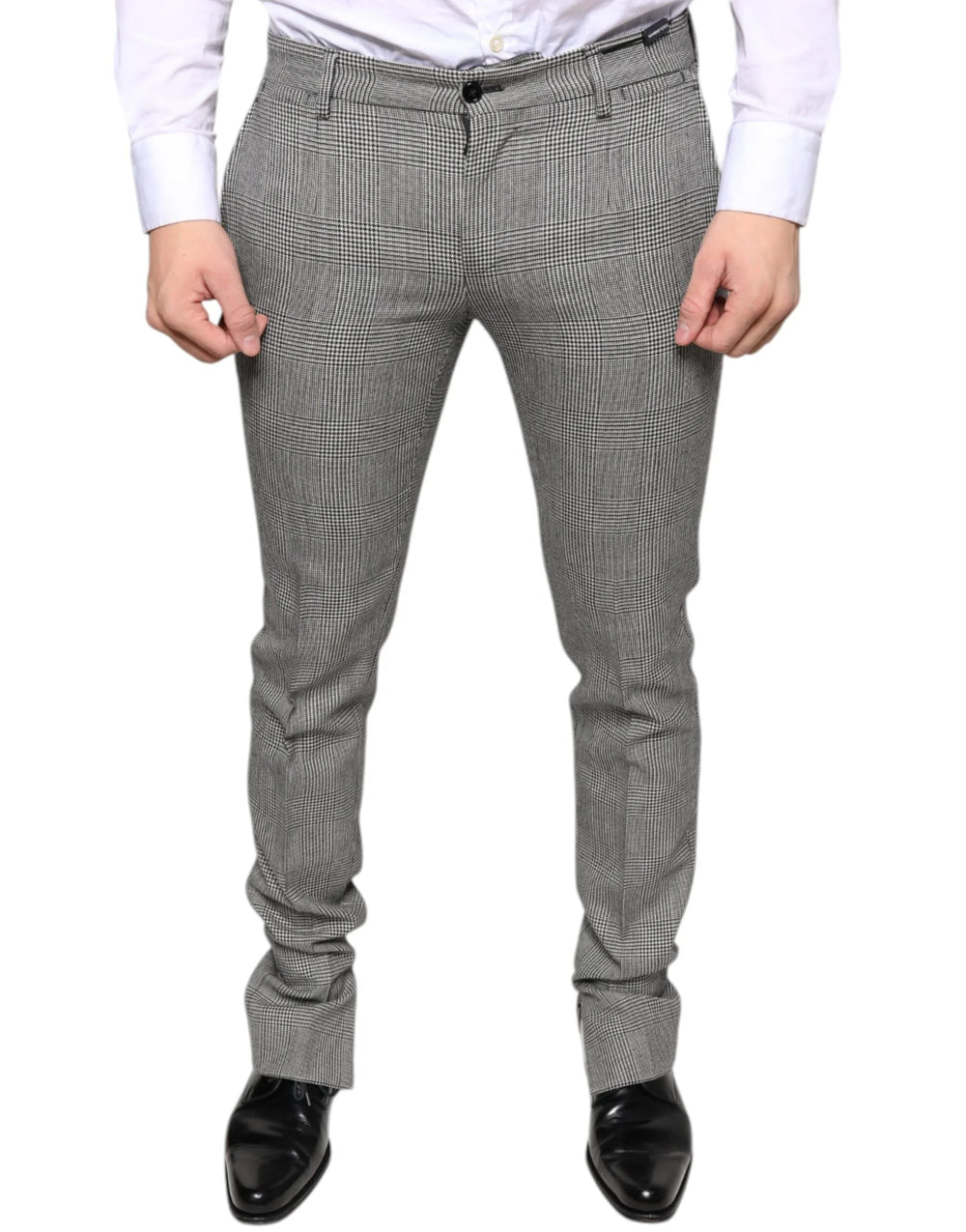 Dolce & Gabbana Gray Check Tartan Wool Skinny Pants - IT48 | M - Trousers