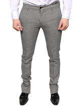 Dolce & Gabbana Gray Check Tartan Wool Skinny Pants - IT48 | M - Trousers