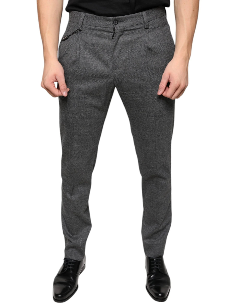 Dolce & Gabbana Gray Check Tartan Wool Skinny Pants - Trousers