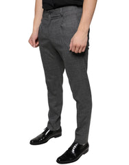 Dolce & Gabbana Gray Check Tartan Wool Skinny Pants - Trousers