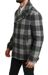 Dolce & Gabbana Gray Check Wool Cashmere Coat Jacket - IT44 | XS - Pea Coats