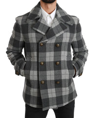 Dolce & Gabbana Gray Check Wool Cashmere Coat Jacket - IT44 | XS - Pea Coats