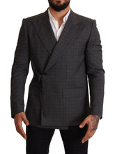 Dolce & Gabbana Gray Check Wool Slim Fit Blazer Jacket - IT48 | M - Sport Jackets