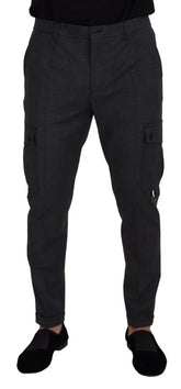 Dolce & Gabbana Gray Checked Cargo Trousers Stretch Pants - Cargo Pants