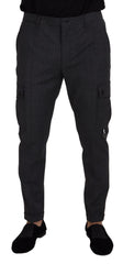 Dolce & Gabbana Gray Checked Cargo Trousers Stretch Pants - Cargo Pants