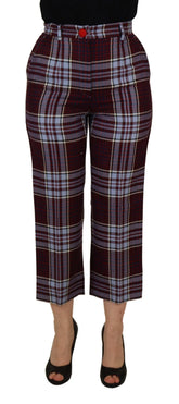 Dolce & Gabbana Gray Checked High Waist Cropped Trouser Pants - IT42|M - Trousers