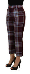 Dolce & Gabbana Gray Checked High Waist Cropped Trouser Pants - IT42|M - Trousers