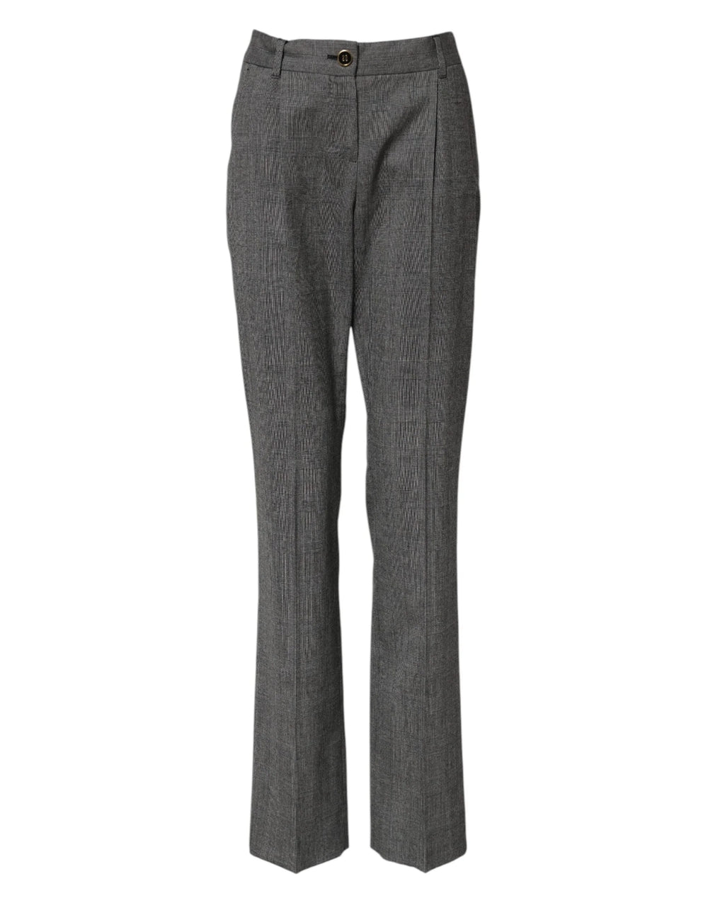 Dolce & Gabbana Gray Checkered High Waist Flared Pants - IT36|XXS - Trousers