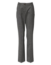 Dolce & Gabbana Gray Checkered High Waist Flared Pants - IT36|XXS - Trousers