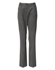 Dolce & Gabbana Gray Checkered High Waist Flared Pants - IT36|XXS - Trousers