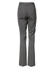 Dolce & Gabbana Gray Checkered High Waist Flared Pants - IT36|XXS - Trousers