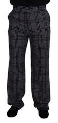 Dolce & Gabbana Gray Checkered Mid Waist Men Pants - IT54 | XL - Trousers