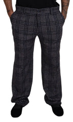 Dolce & Gabbana Gray Checkered Mid Waist Men Pants - IT54 | XL - Trousers