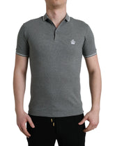 Dolce & Gabbana Gray Collared Short Sleeve Crown T-shirt - IT44 | XS - Polos