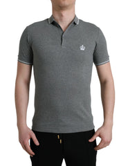Dolce & Gabbana Gray Collared Short Sleeve Crown T-shirt - IT44 | XS - Polos