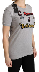 Dolce & Gabbana Gray Cotton Amore e Bellezza Top T-shirt - T-Shirts