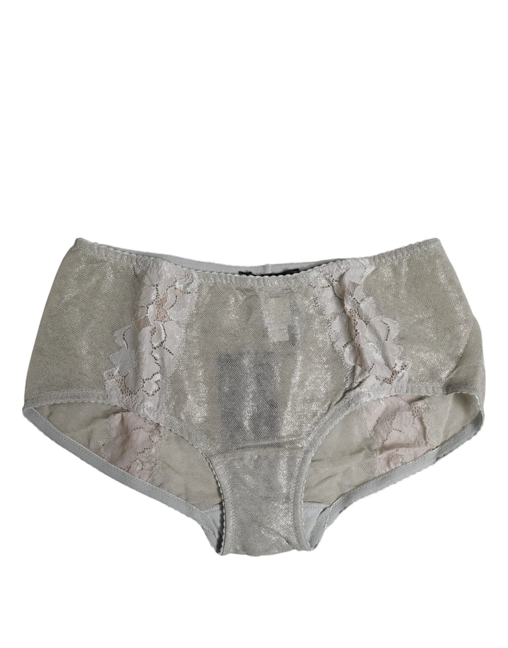 Dolce & Gabbana Gray Cotton Floral Lace High Waist Panty Underwear - IT2 | S - Briefs
