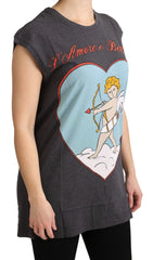 Dolce & Gabbana Gray Cotton L’ Amore Top Tank T-shirt - IT36 | XS - Tank Tops