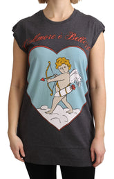 Dolce & Gabbana Gray Cotton L’ Amore Top Tank T-shirt - IT36 | XS - Tank Tops