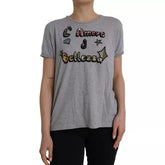Dolce & Gabbana Gray Cotton L’Amore E’Bellezza Top T-shirt - IT38 | XS - T-Shirts