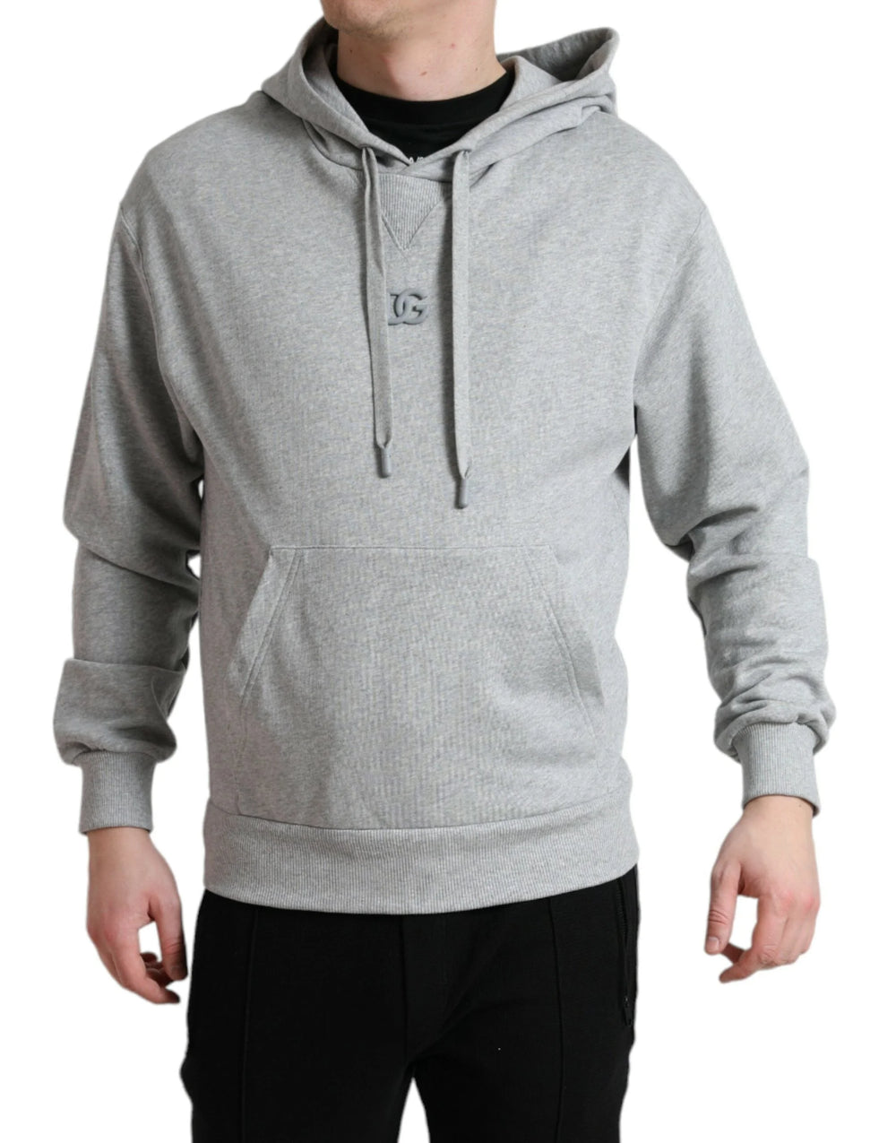 Dolce & Gabbana Gray Cotton Logo Hooded Sweatshirt Sweater - IT42 | XS - Hoodies