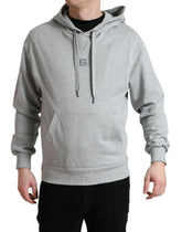 Dolce & Gabbana Gray Cotton Logo Hooded Sweatshirt Sweater - IT42 | XS - Hoodies