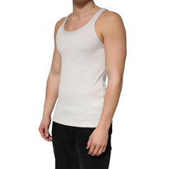 Dolce & Gabbana Gray Cotton Ribbed Sleeveless Tank Top T-shirt - IT48 | M