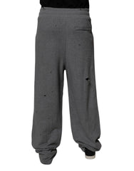 Dolce & Gabbana Gray Cotton RipStyle Straight Sweatpants Pants - IT48 | M - Sweatpants