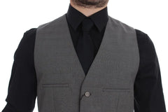 Dolce & Gabbana Gray Cotton Slim Fit Button Front Dress Vest - 48 | M - Vests