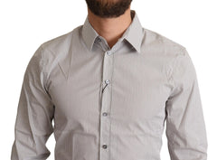 Dolce & Gabbana Gray Cotton Slim Fit Mens SICILY Shirt - IT38 | XS - Shirts