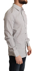 Dolce & Gabbana Gray Cotton Slim Fit Mens SICILY Shirt - IT38 | XS - Shirts