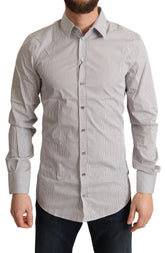Dolce & Gabbana Gray Cotton Slim Fit Mens SICILY Shirt - IT38 | XS - Shirts