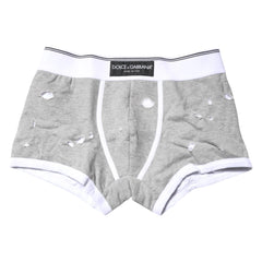 Dolce & Gabbana Gray Cotton Stretch Regular Boxer Underwear - Boxer Briefs