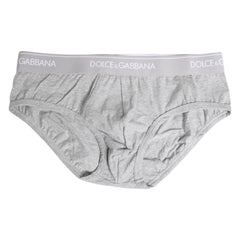 Dolce & Gabbana Gray Cotton Stretch Regular Brief Underwear - IT3 | XS - Briefs