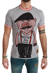 Dolce & Gabbana Gray Cotton Top 2019 Year of the Pig T-shirt - T-Shirts