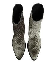 Dolce & Gabbana Gray Cotton Velvet Mid Calf Short Boots Shoes - EU44/US11