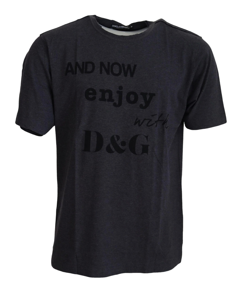 Dolce & Gabbana Gray Crewneck Cotton Short Sleeve T-shirt - IT56 | XXL - T-Shirts