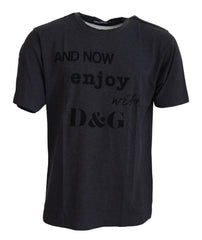 Dolce & Gabbana Gray Crewneck Cotton Short Sleeve T-shirt - IT56 | XXL - T-Shirts