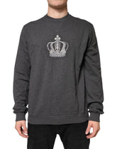 Dolce & Gabbana Gray Crown Crew Neck Men Sweatshirt Sweater - IT58 | 3XL