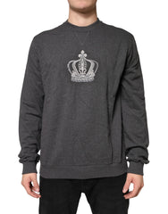 Dolce & Gabbana Gray Crown Crew Neck Men Sweatshirt Sweater - IT58 | 3XL