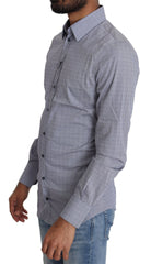Dolce & Gabbana Gray Dotted Semi Fitted Formal SICILIA Shirt - IT37 | XS - Shirts