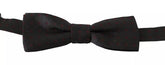 Dolce & Gabbana Gray Dotted Silk Adjustable Neck Bow Tie - Neckties