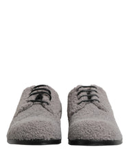 Dolce & Gabbana Gray Fleece Lace Up Men Derby Dress Shoes - EU42/US9