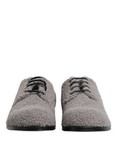 Dolce & Gabbana Gray Fleece Lace Up Men Derby Dress Shoes - EU42/US9