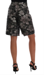 Dolce & Gabbana Gray Floral Brocade High Waist Shorts - IT40|S - Short Trousers