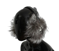 Dolce & Gabbana Gray Fox Fur Crystal Ear Muffs - Earmuffs