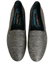 Dolce & Gabbana Gray Glitter Lurex DG Logo Dress Loafers Shoes - EU42/US9