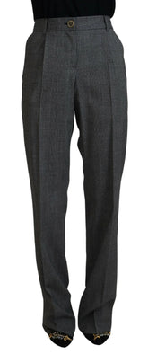 Dolce & Gabbana Gray High Waist Women Wool Pants - IT40|S - Trousers
