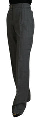 Dolce & Gabbana Gray High Waist Women Wool Pants - IT40|S - Trousers